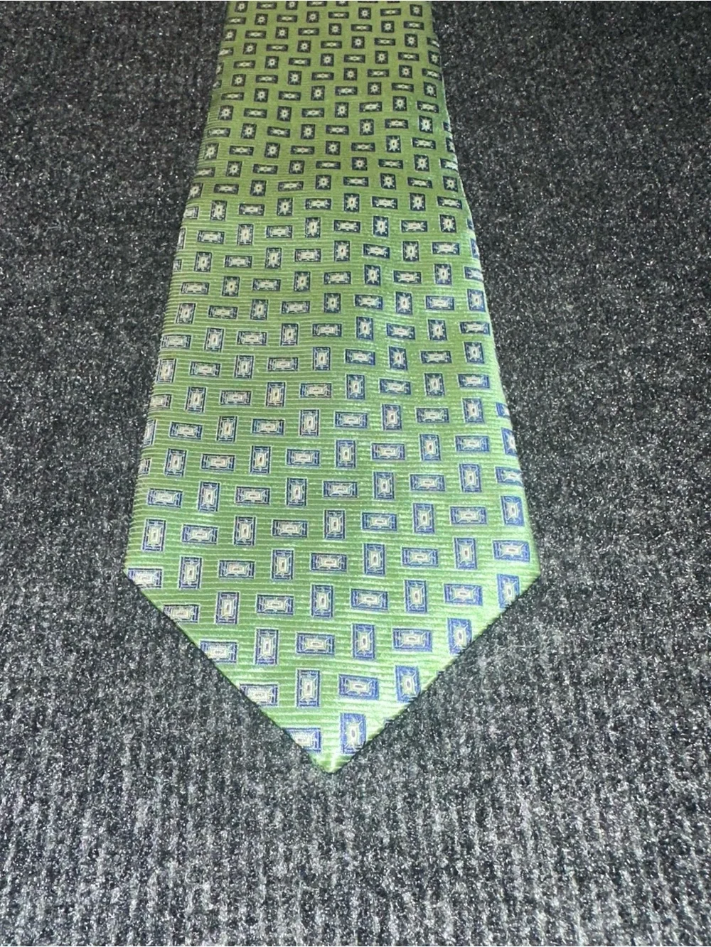 Vintage Graves Cox Green Blue Geometric Necktie Lexington KY – Made in USA